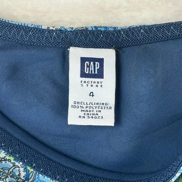 Gap Midi Skirt Womens 4 Blue Paisley A-Line High Rise VTG Summer 03' Y2K - Picture 7 of 9